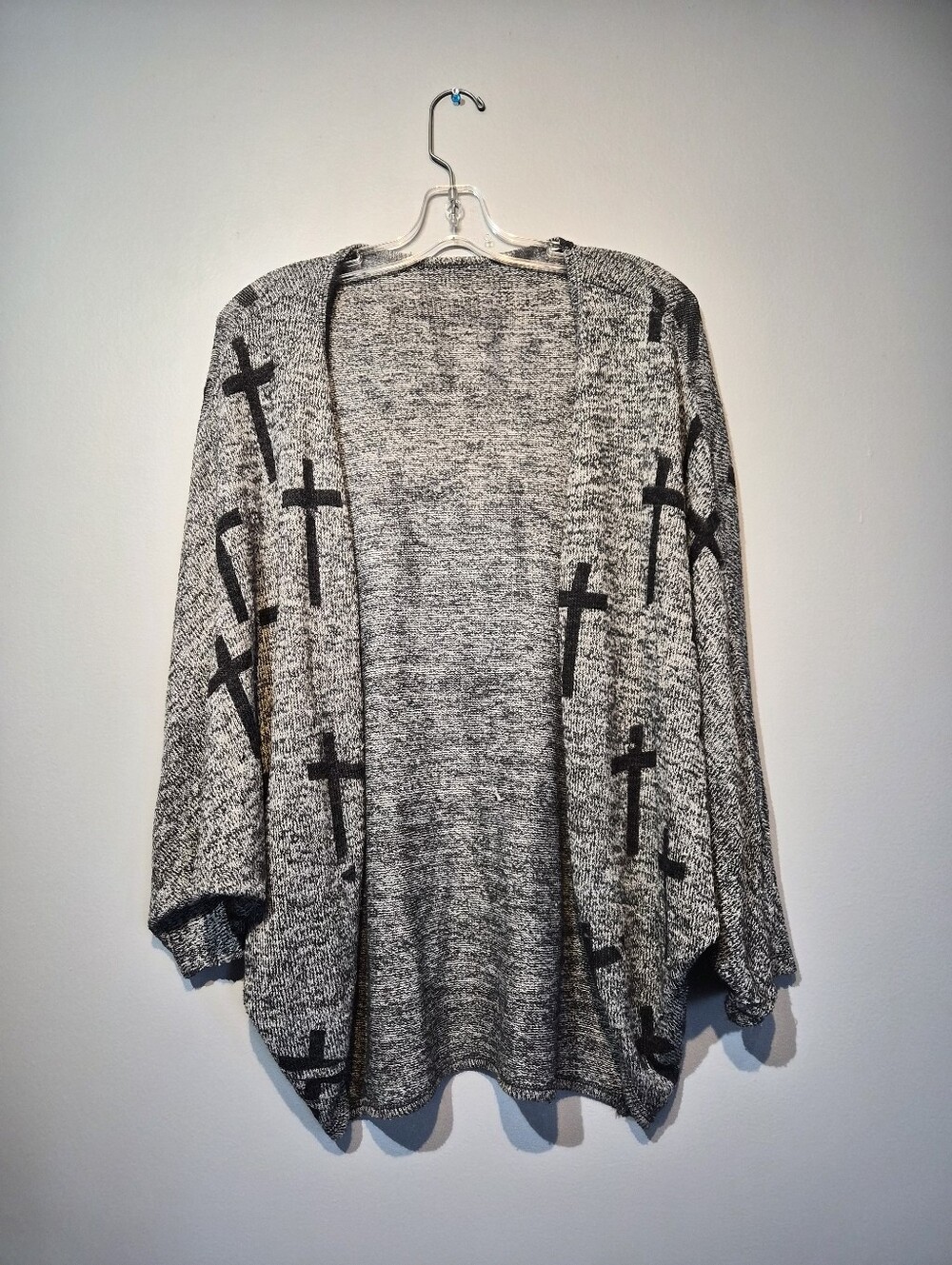 Dark Grey Cardigan With Black Crosses | Size XL